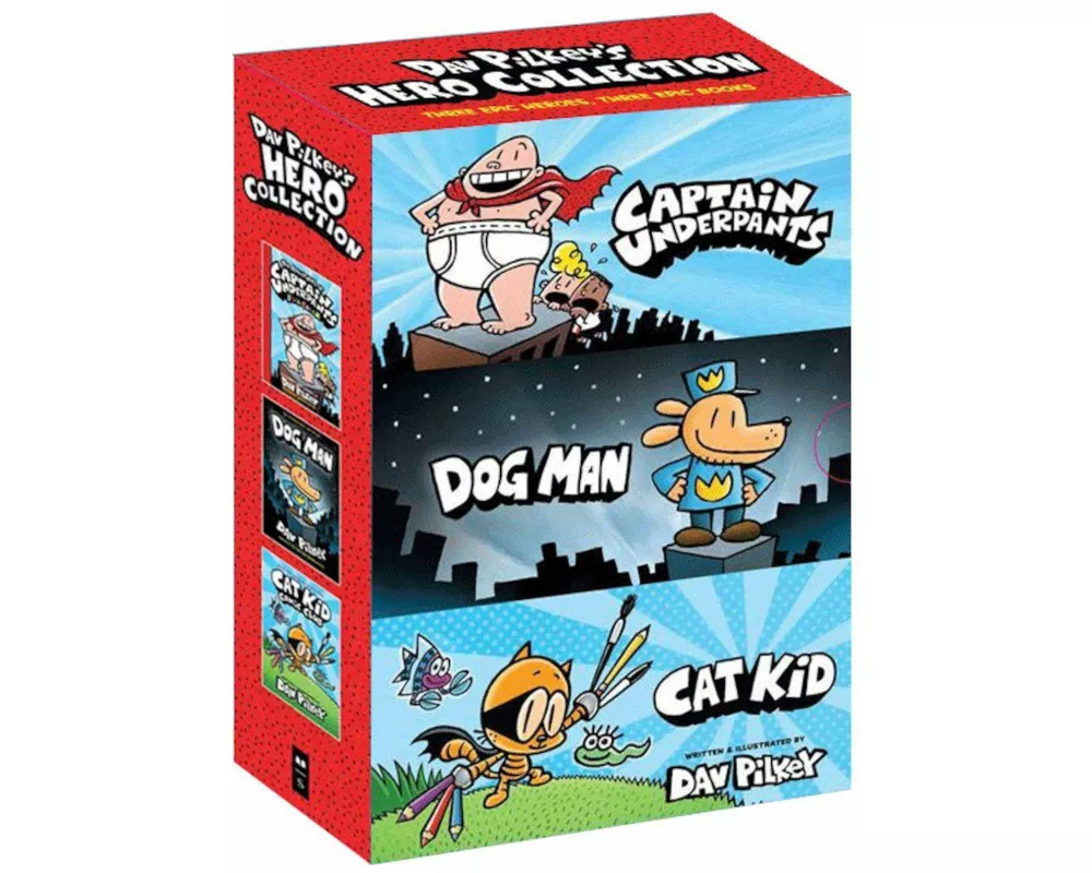 Dav Pilkey's Hero Collection (Captain Underpants #1, Dog Man #1, Cat Kid Comic Club #1)