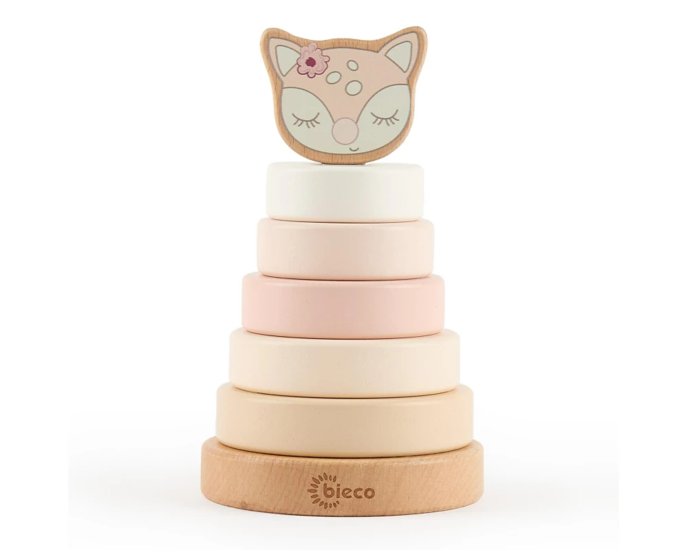 bieco Stapelspielzeug Stapelturm Reh Ella 10 cm x 10 cm x 18.5 cm