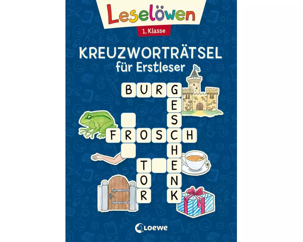 Leselöwen Kreuzworträtsel für Erstleser - 1. Klasse (Marineblau)
