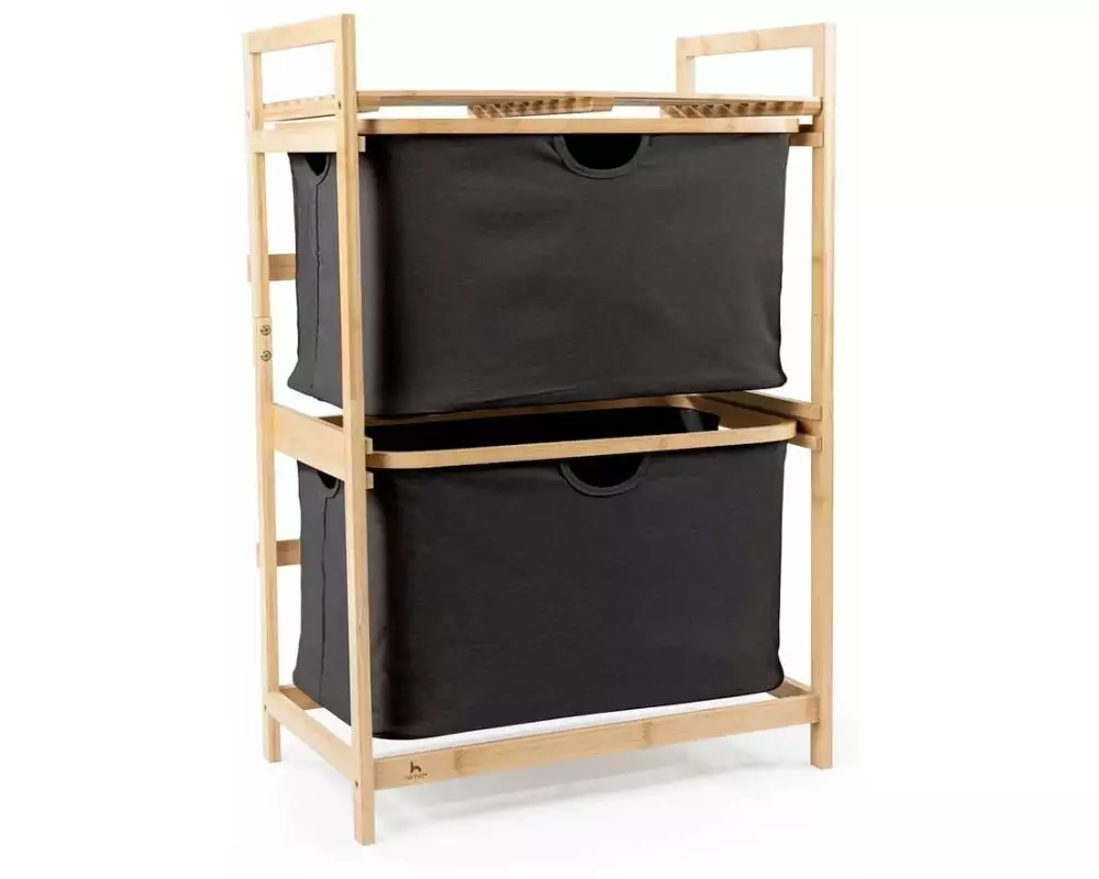 Hennez Regal Bambus mit Ablage und Körben