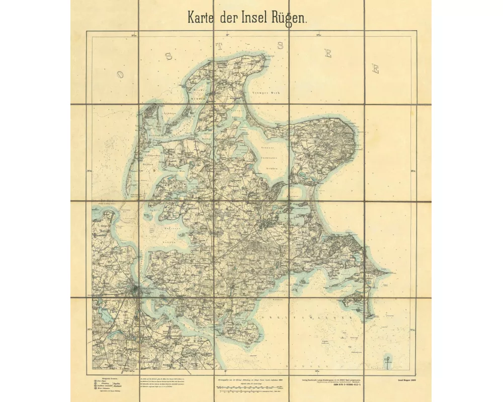 Historische Karten: Die Insel Rügen 1889 (gerollt)