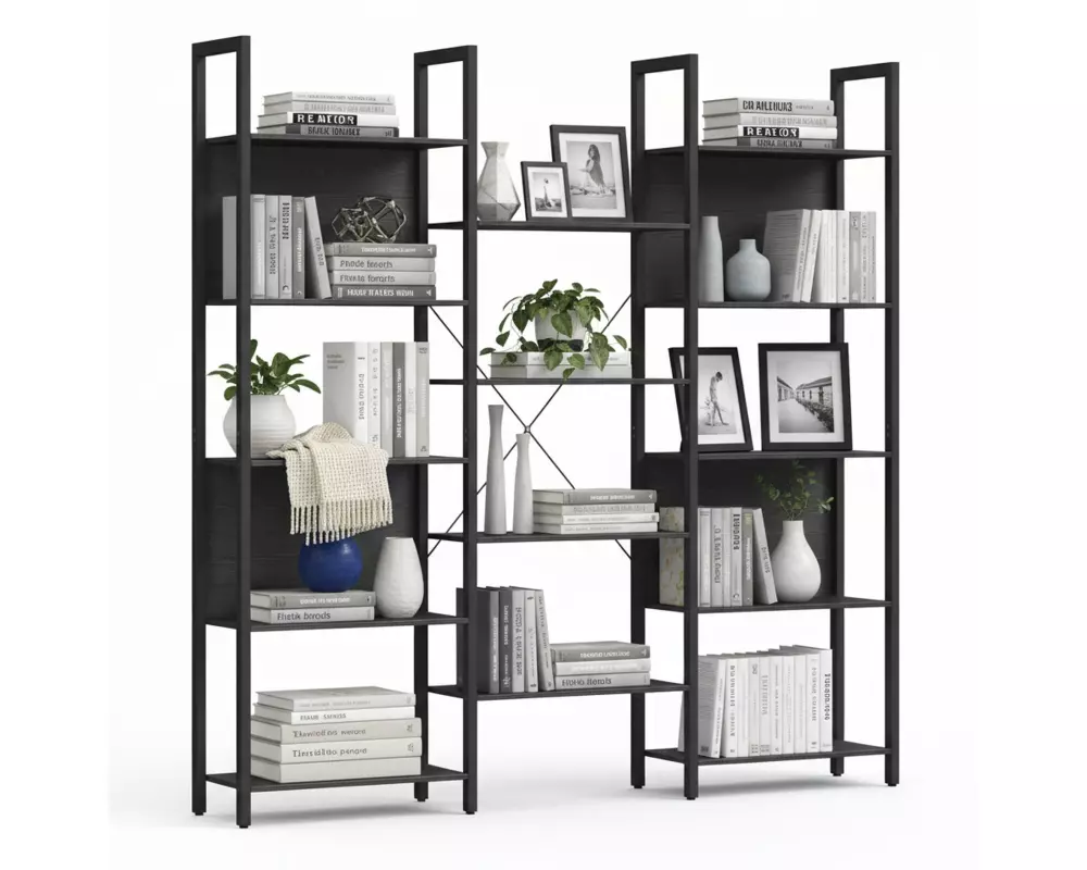 relaxdays Regal Industrial mit 14 Ablagen 166 x 158 x 24 cm Schwarz