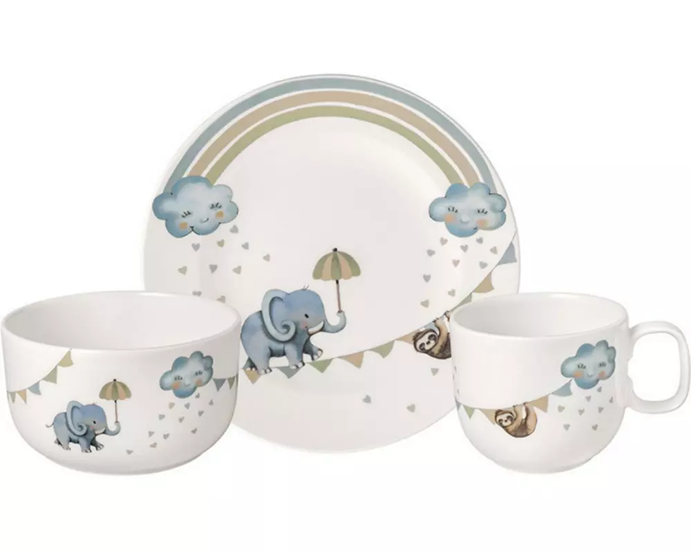 Villeroy & Boch Kindergeschirrset Walk Elephant 3-teilig, Hellblau