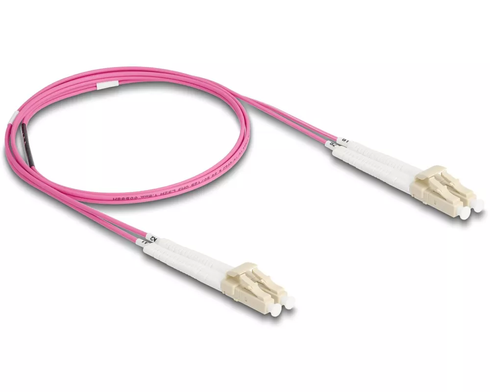 Delock LWL-Patchkabel Multimode LC – LC, OM4, Duplex, 1 m