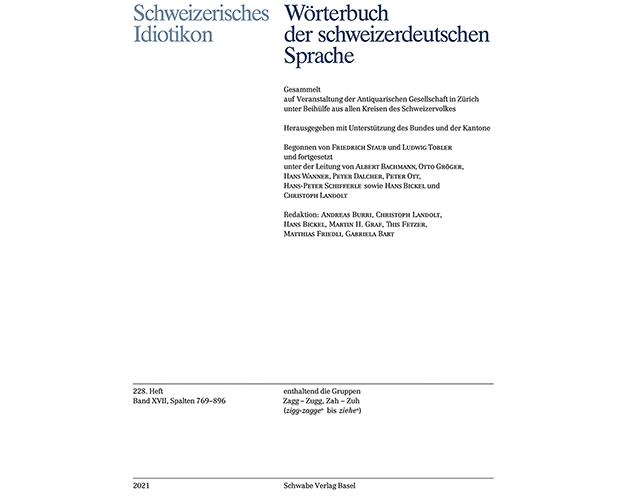 Schweizerisches Idiotikon, Band XVII, Heft 228