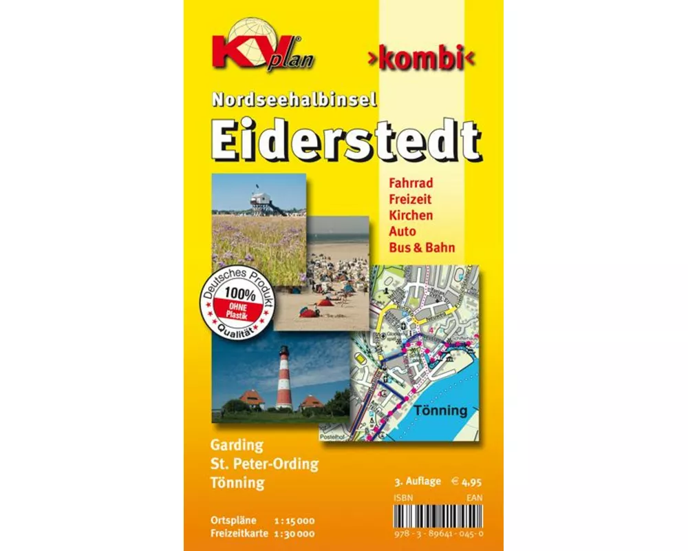 Eiderstedt (St. Peter Ording, Tönning und Garding), KVplan, Radkarte/Freizeitkarte/Stadtplan, 1:30.000 / 1:15.000