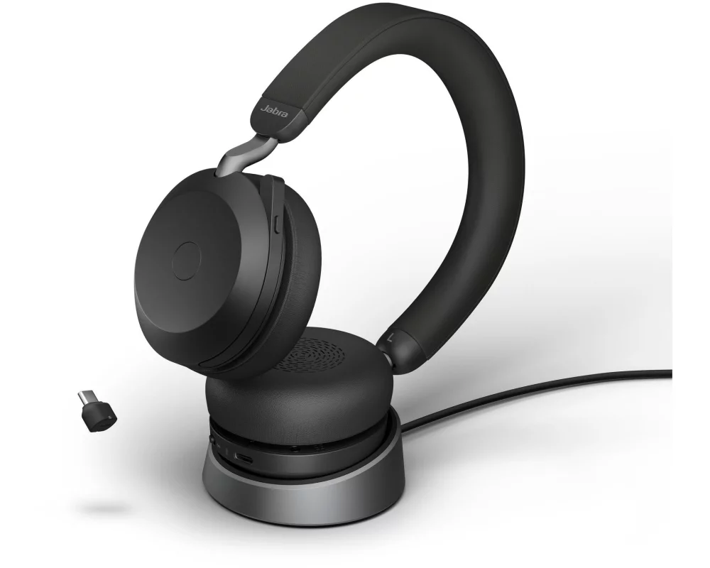 Jabra Headset Evolve2 75 Duo UC Schwarz, USB-C, inkl. Ladestation