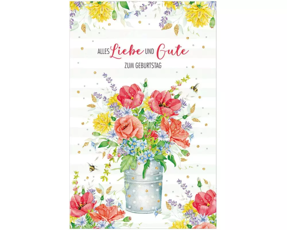 Susy Card Geburtstagskarte Mohnblume 11 x 17 cm