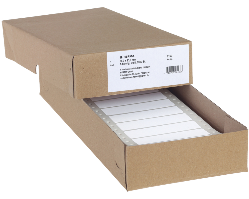 HERMA Etiketten 1-bah. 88,90×23mm 8160 weiss, endlos 2000 Stück