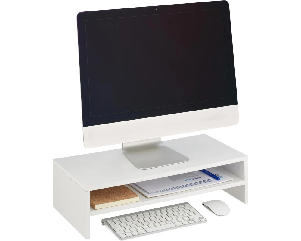 relaxdays Monitorstander Weiss