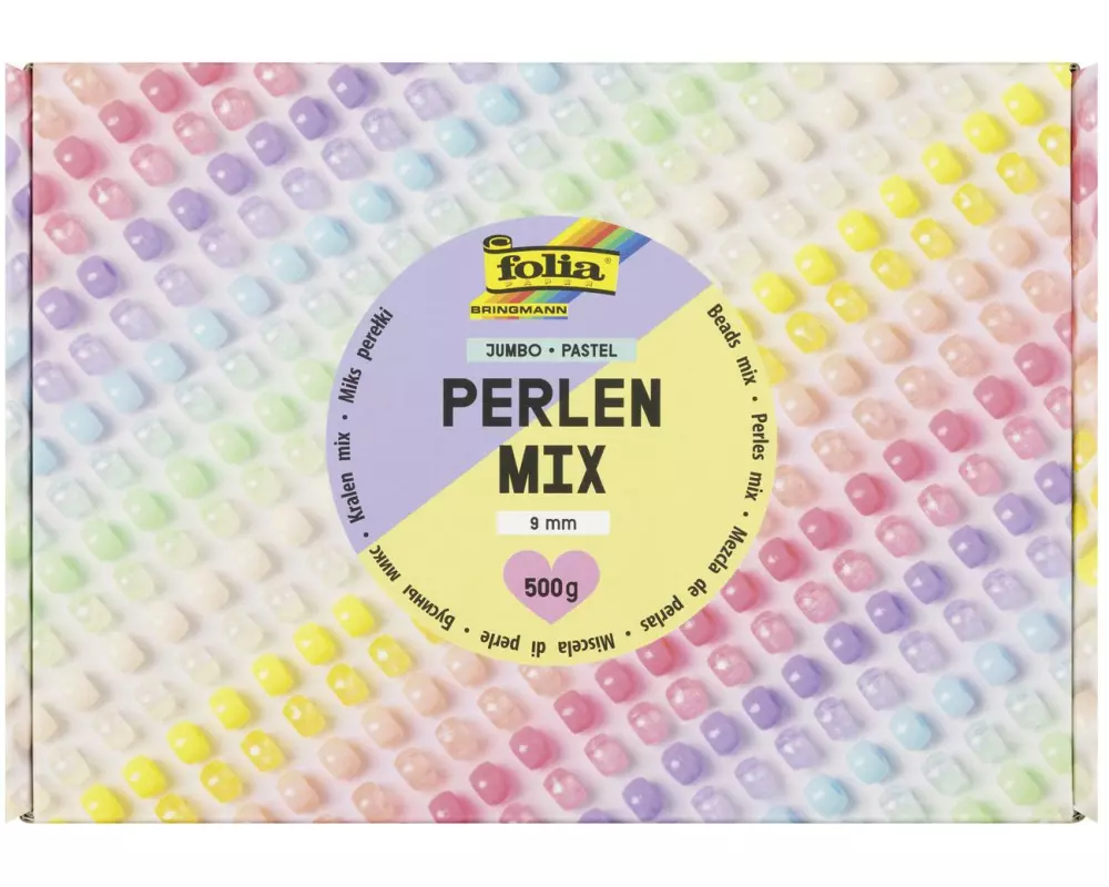 Folia Perlen Mix PASTEL, Jumbo Pack 500g farbig sortiert