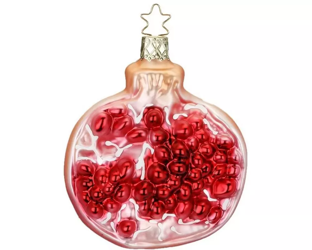 Inge Glas Manufaktur Weihnachtskugel Granatapfel Rot