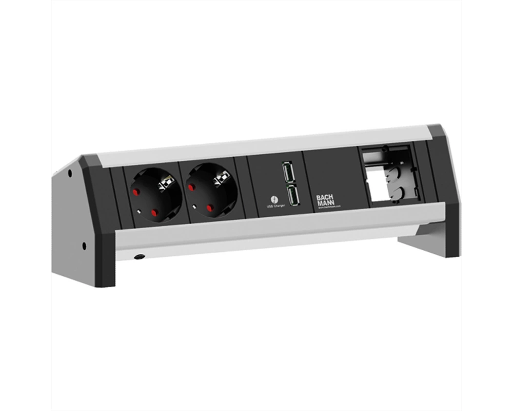 BACHMANN DESK 2x Schutzkontakt 1x USB Charger 1x ABD , GST18 Buchse, 0 m