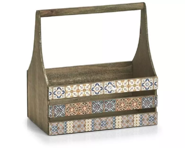 Zeller Present Aufbewahrungskiste Mosaik mit Griff Mehrfarbig