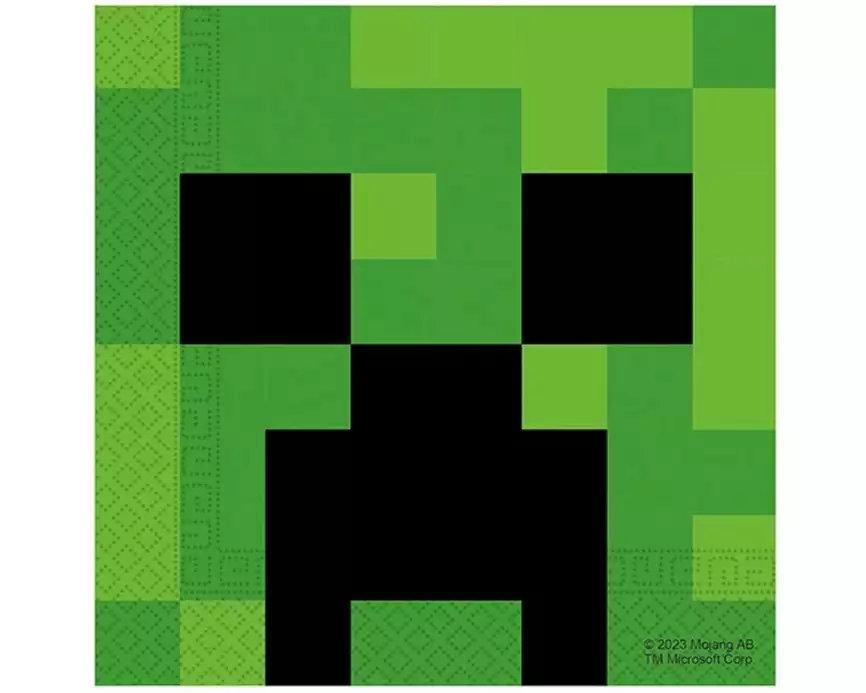 We fiesta Party Servietten Minecraft 33 x 33 cm, 20 Stück, Schwarz/Grün