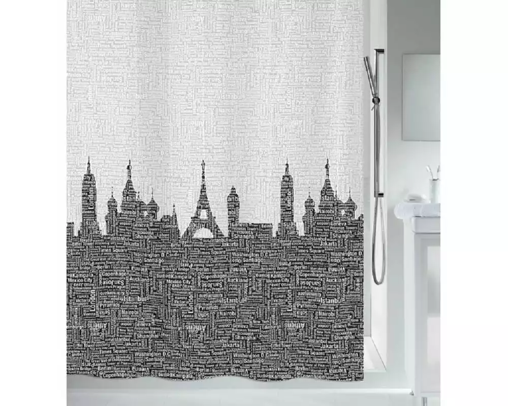 spirella Duschvorhang Urban 180 x 180 cm, Schwarz