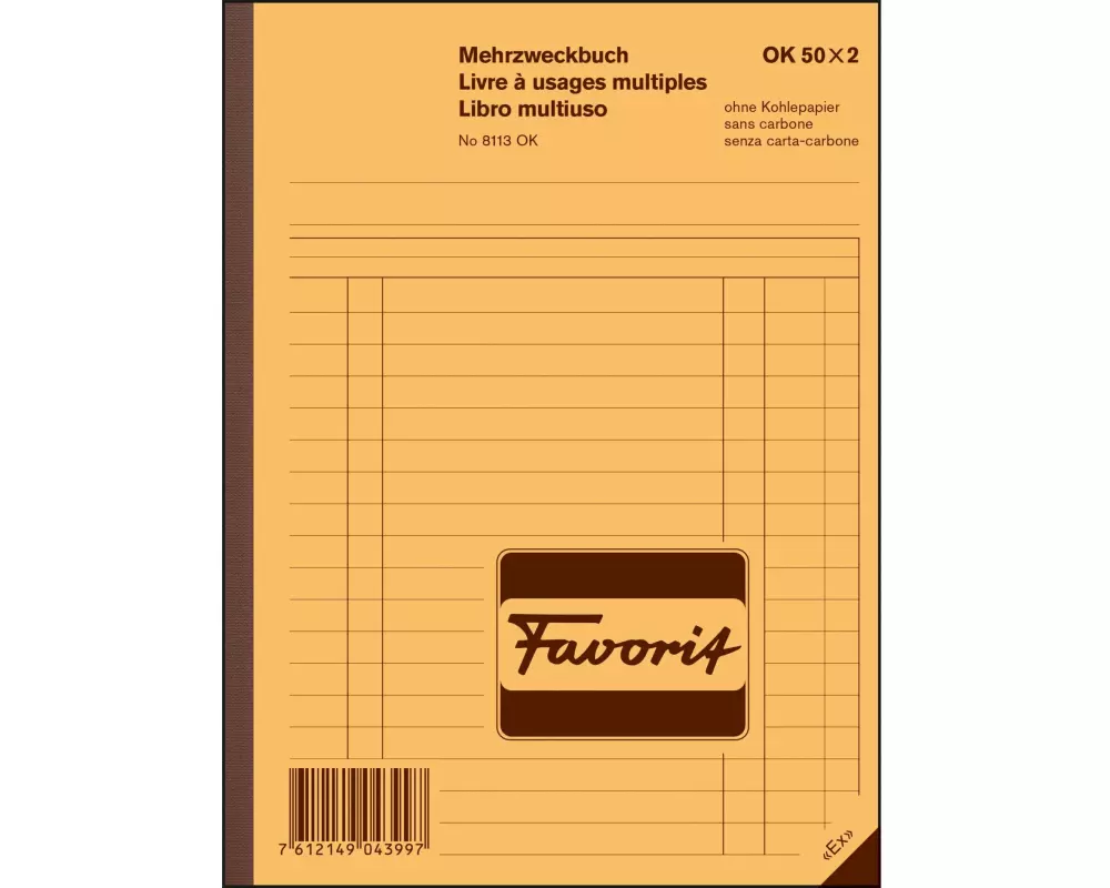 Favorit Durchschreibeblock 156 x 210 mm Mehrzweckbuch, Blau/Weiss
