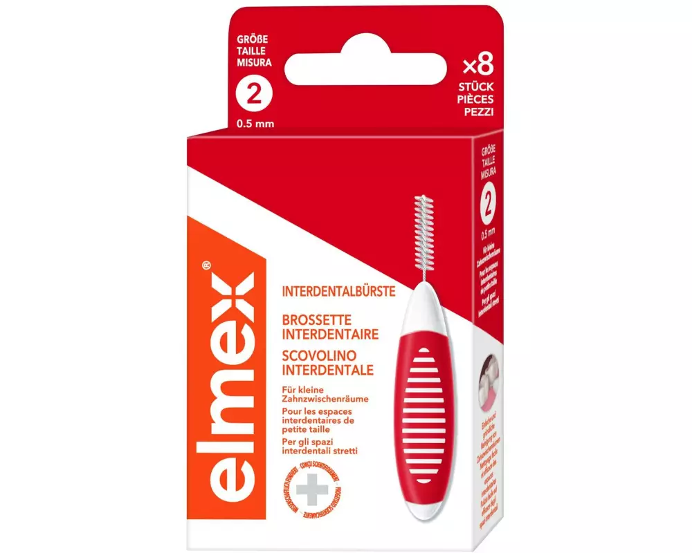 elmex Interdentalbürsten Rot, Grösse 2 0,5 mm, 8 Stück