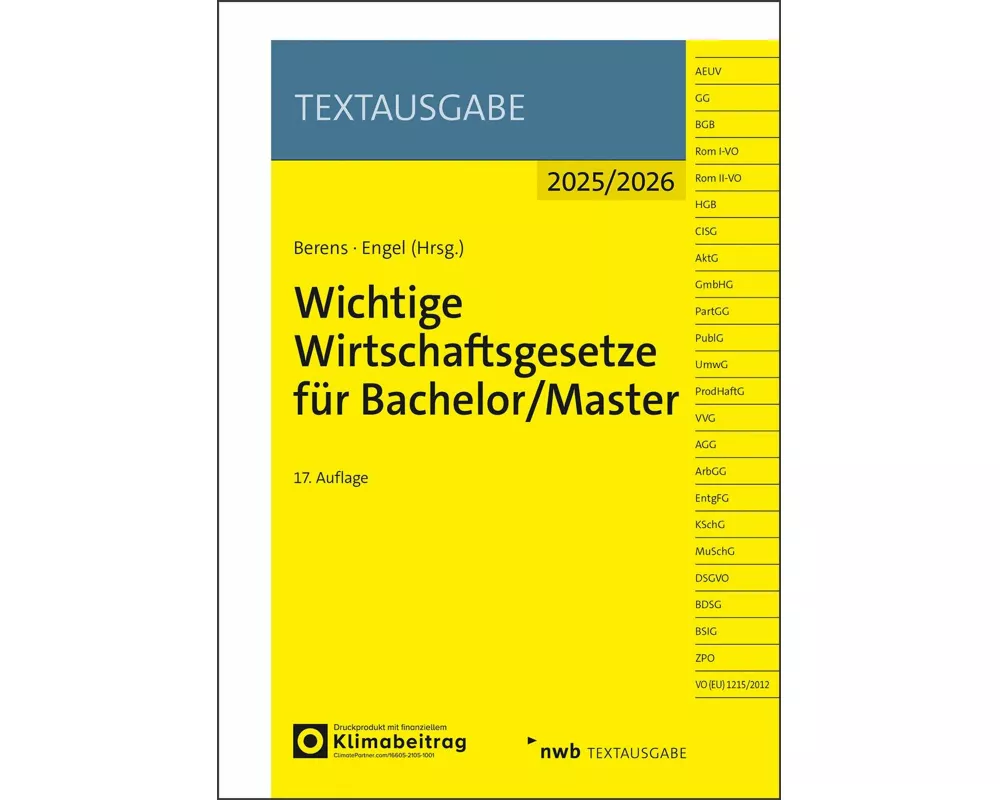 Wichtige Wirtschaftsgesetze für Bachelor/Master