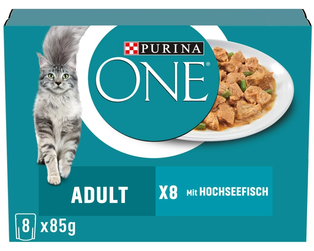Purina ONE Adult in Sauce, Hochseefisch und grünen Bohnen 8 x 85 g