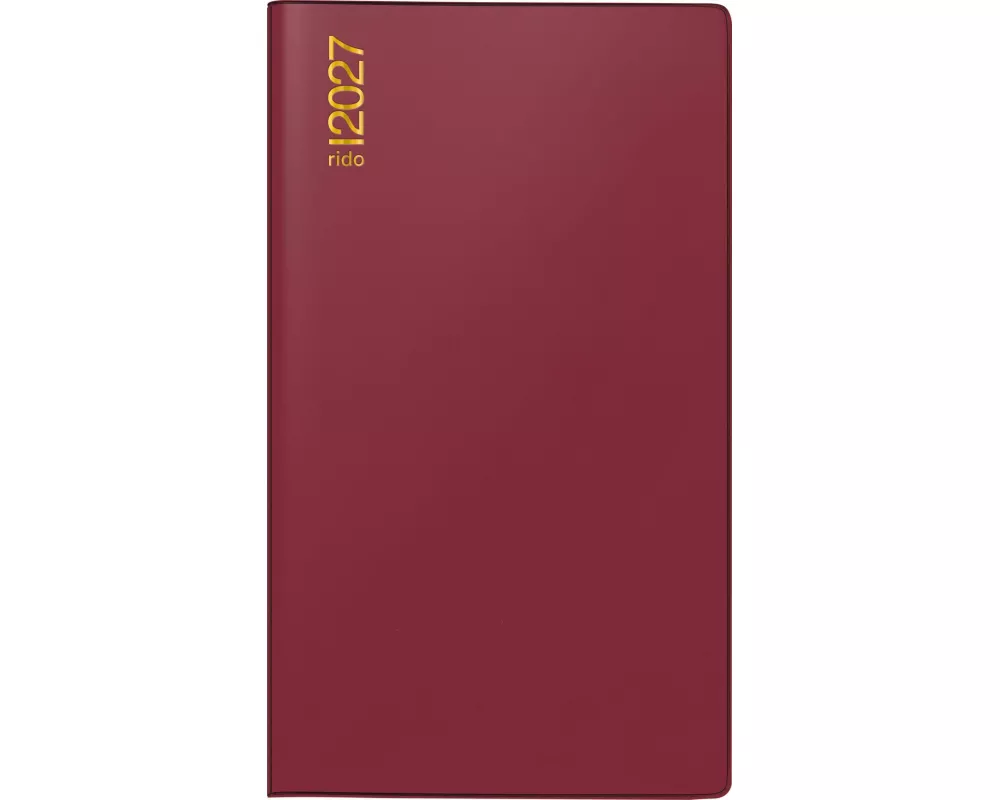 rido/idé 7012212297 Taschenkalender Mod. TM 17/contacter 2027 A6 quer, Kunststoff, bordeaux