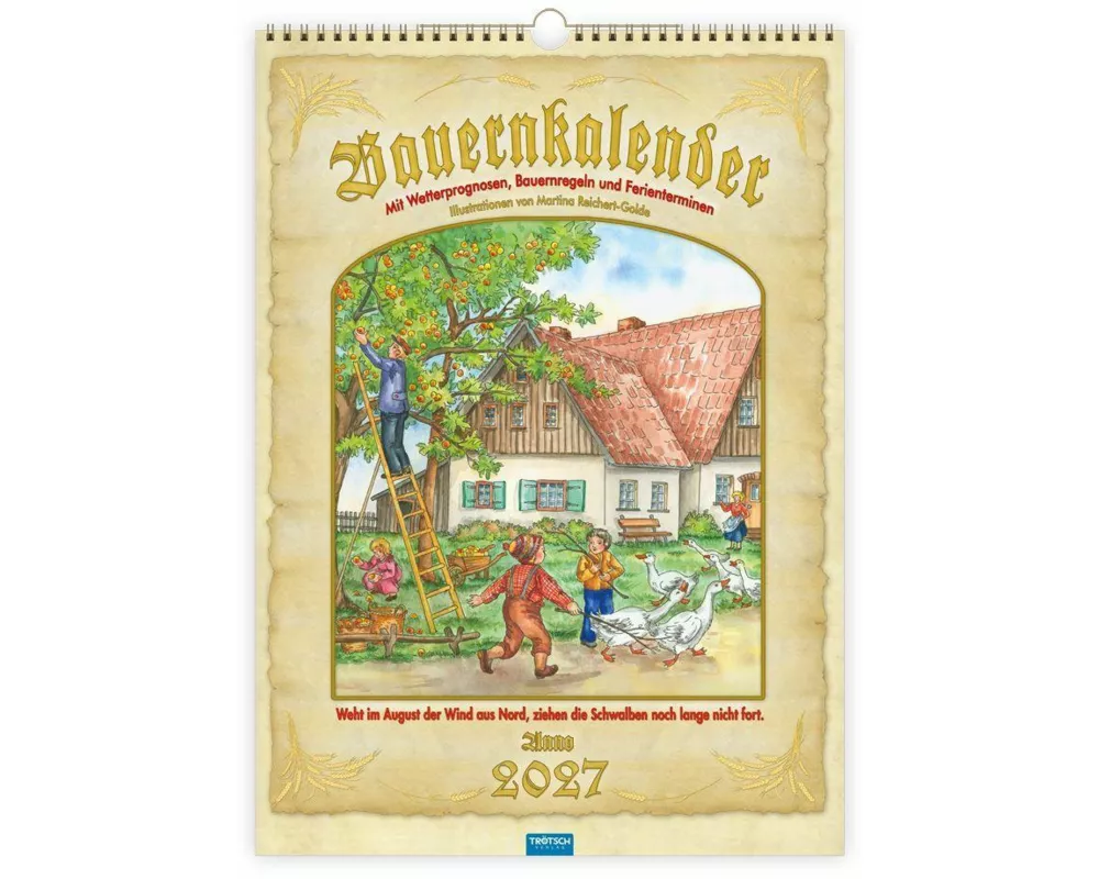 TRÖTSCH - Großbildkalender Bauernkalender 2027 mit Wetterprognosen Bauernregeln und Ferienterminen