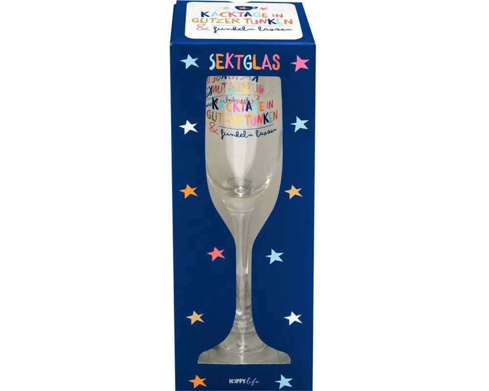 Sektglas "Kacktage in Glitzer tunken & funkeln lassen"