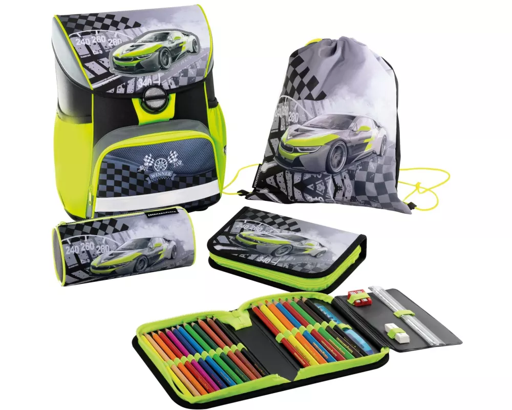 Eberhard Faber Schulthek-Set Racecar 4-teilig, Grün