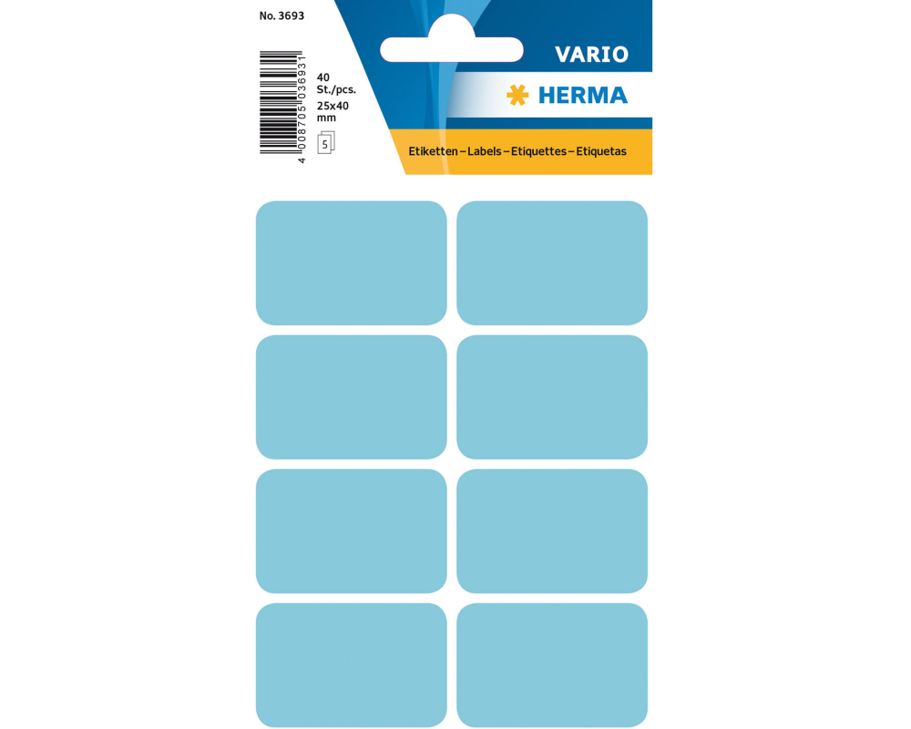 HERMA Etiketten 25×40mm 3693 blau 40 Stück