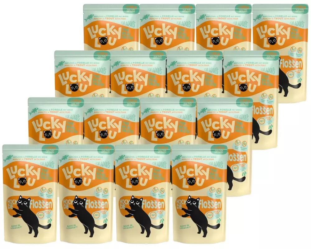 Lucky Lou Nassfutter Lifestage Adult Geflügel & Forelle, 16 x 125 g