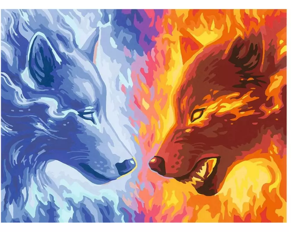 Ravensburger Malen nach Zahlen Fire & Ice Wölfe
