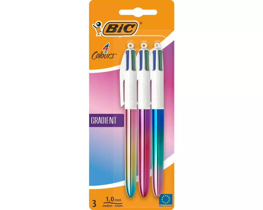BIC Mehrfarbenkugelschreiber 4 Colours Gradient 3 Stück