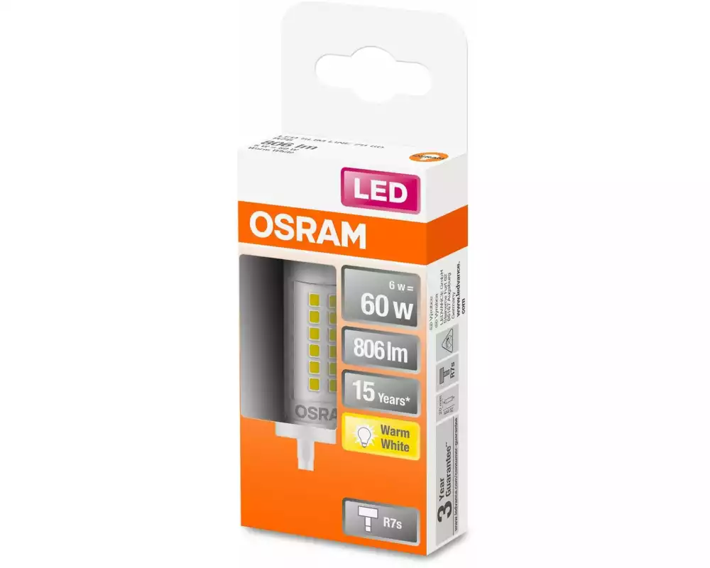 OSRAM Lampe Star Slim Line 78, 6W, R7 s Warmweiss (WW)