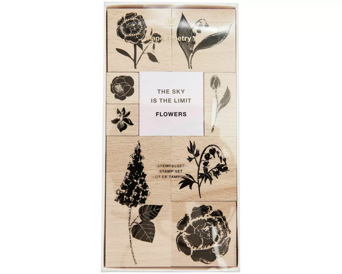 Stempelset Blumen FSC 100%, 9 Stempel