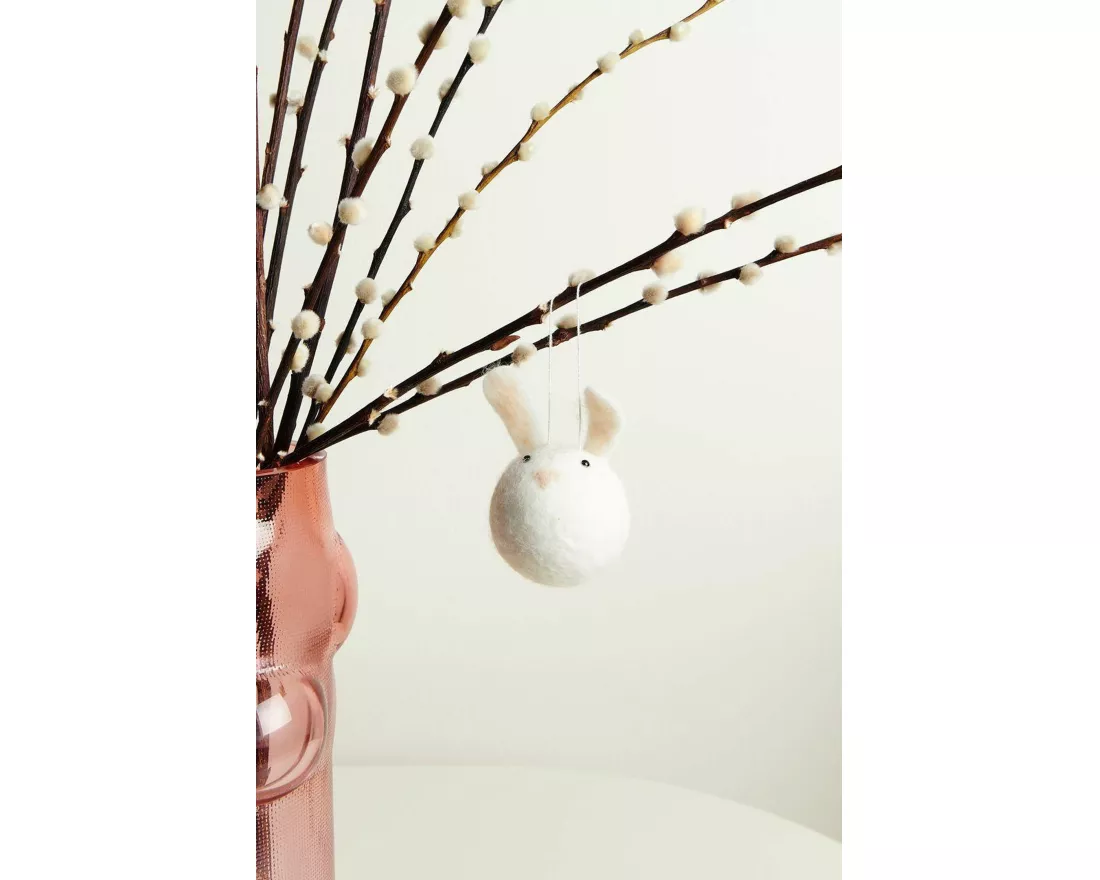 Aufhänger Filz-Hasenkopf, Weiß, 10 x 6 x 6cm