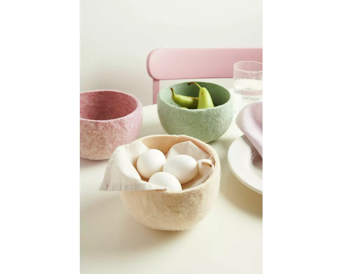 Filz-Körbchen, Gelb, rund, 9,5 x 16 x 16cm