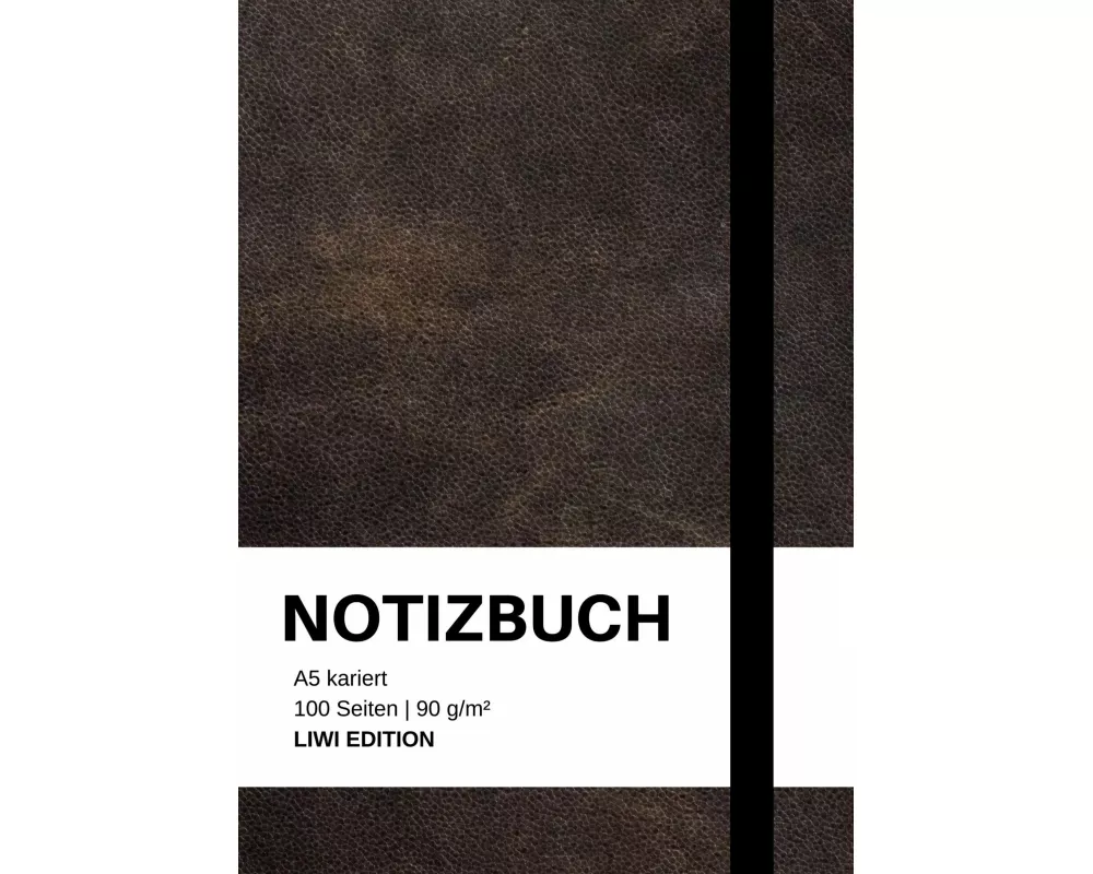 Notizbuch A5 kariert - 100 Seiten 90g/m² - Soft Cover Schwarz - FSC Papier