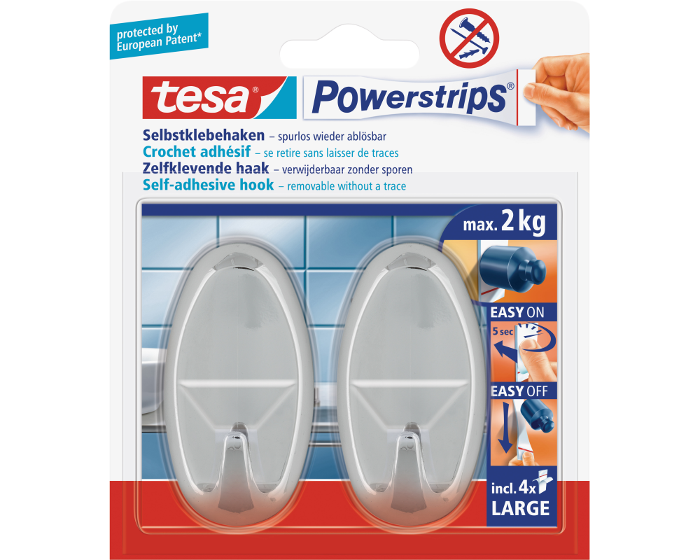 TESA Powerstrips Haken L 580500001 chrom