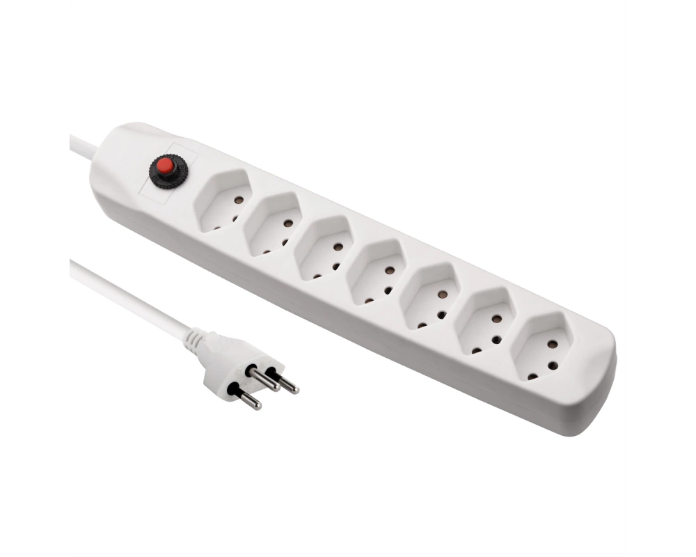 BLANK Steckdosenleiste, 7fach T13, ohne Schalter, weiss