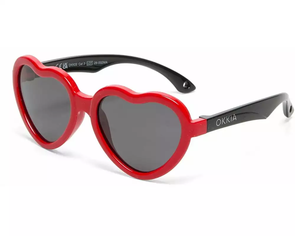 OKKIA Kinder-Sonnenbrille Heart 6-10 Jahre Black, Red