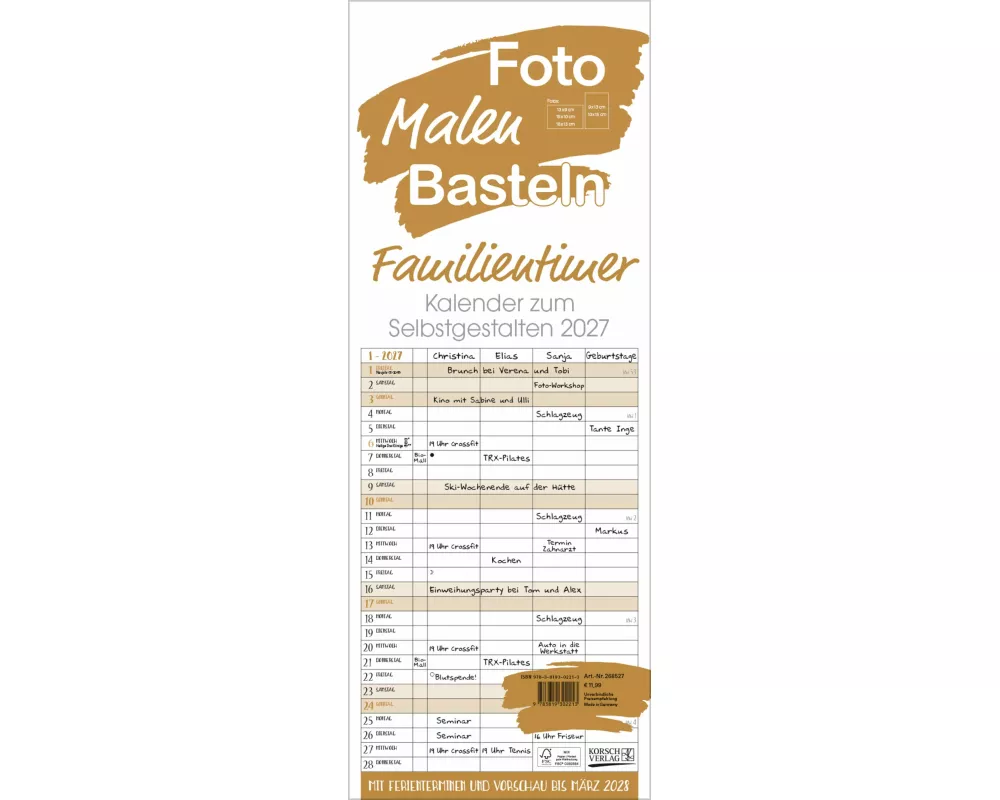 Foto-Malen-Basteln Familientimer gold 2027