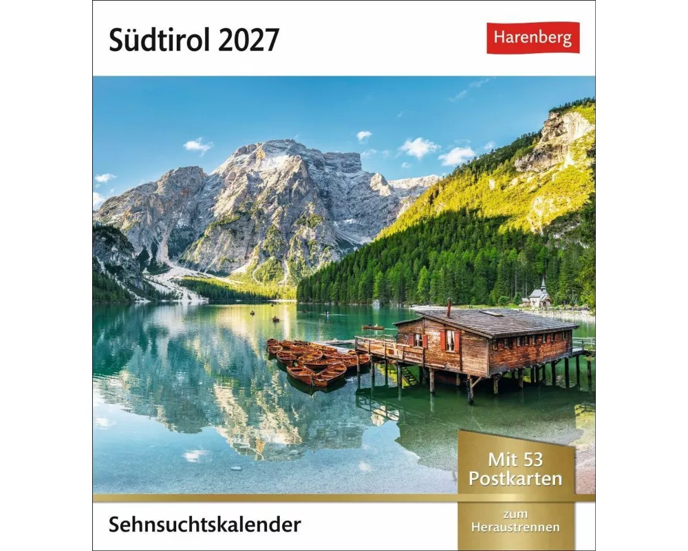 Südtirol Sehnsuchtskalender 2027 - Wochenkalender mit 53 Postkarten