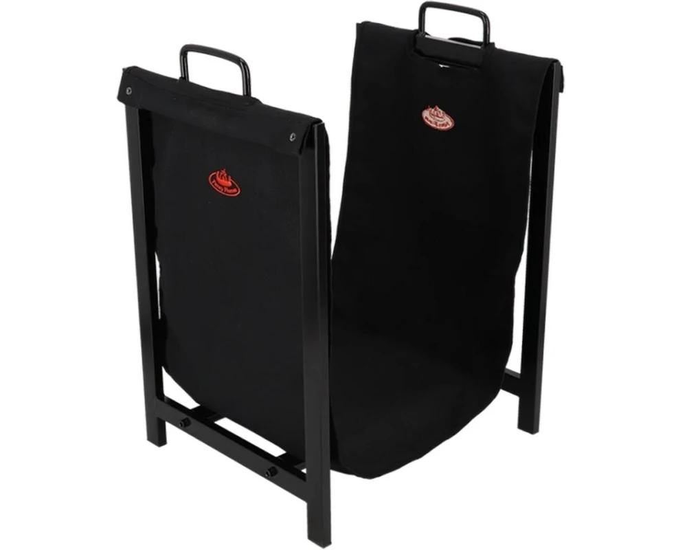 Esschert Design Kaminholz-Trage Schwarz Metall Canvas 44.2 x 38 x 61 cm