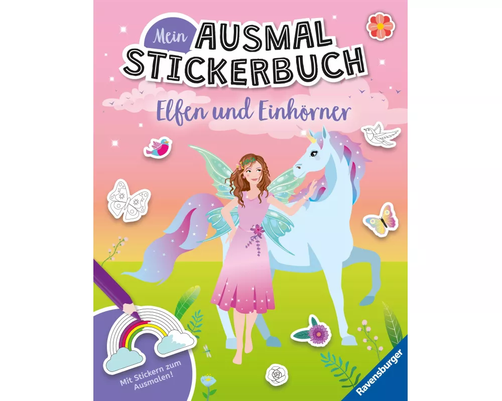 Mein Ausmalstickerbuch - Elfen und Einhörner