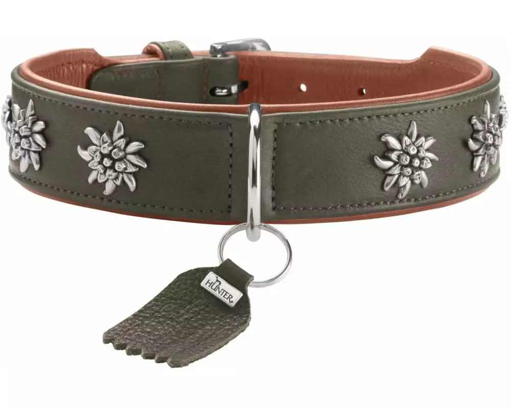 Hunter Halsband München 47/S-M, Rindsleder, Grün/Cognac