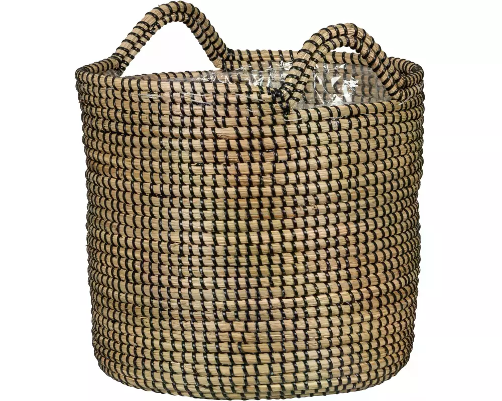 scheurich Pflanzengefäss mit Griffen 22 x 19.5 cm, Nature/Schwarz