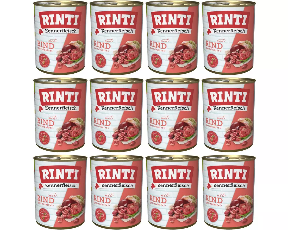 Rinti Nassfutter Kennerfleisch pur Dose Rind, 12 x 800 g