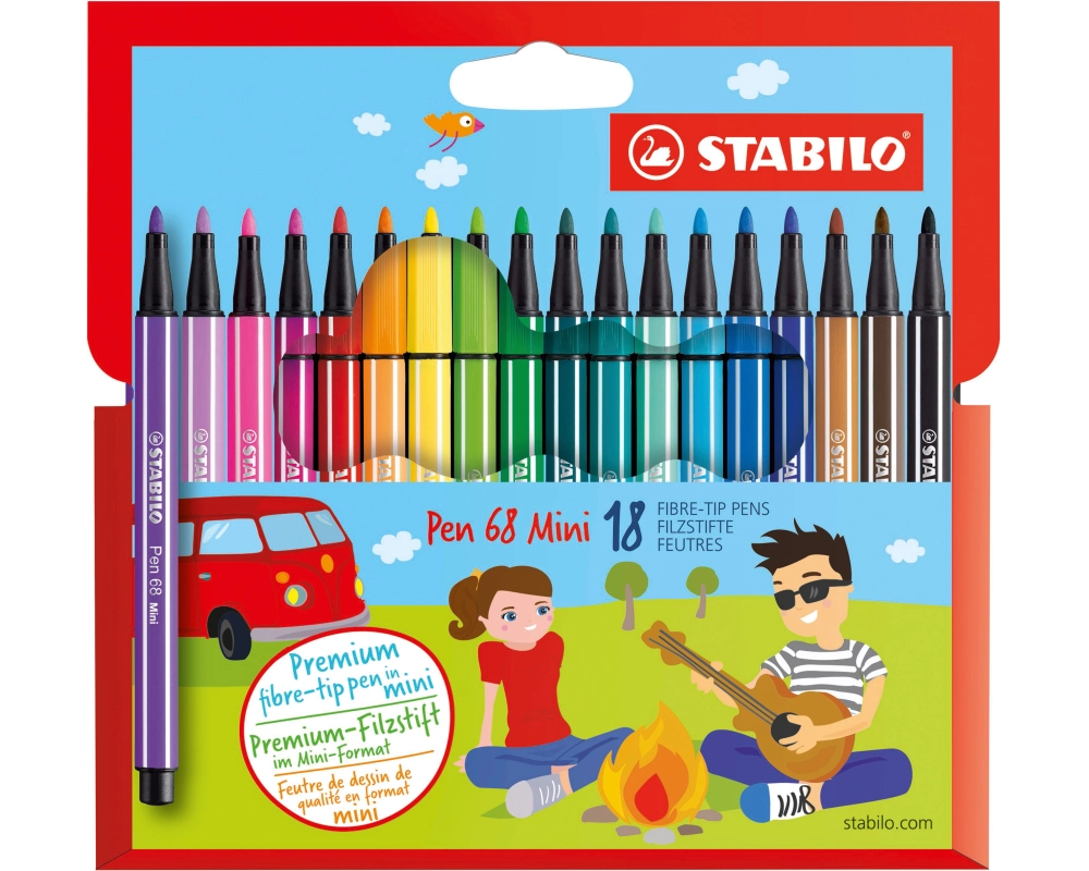 STABILO Fasermaler Pen 68 1mm 668/18 18-Farbig, Etui