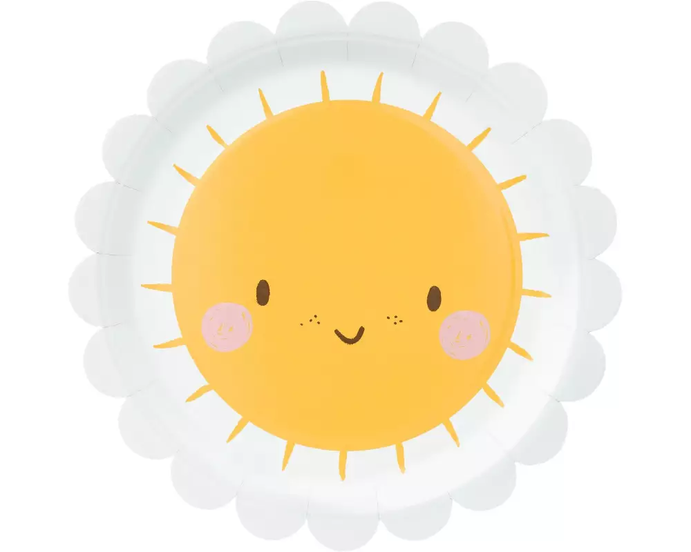 Partydeco Einwegteller Sonne 18 cm, 6 Stück, Gelb/Weiss