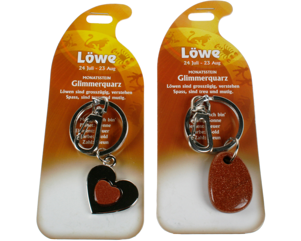 ROOST Schlüsselanhänger Löwe G265 Glimmerquarz 2 Motive ass.